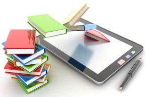 dc tablet with books illustration